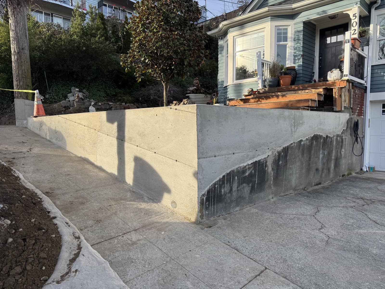Hillside retaining wall